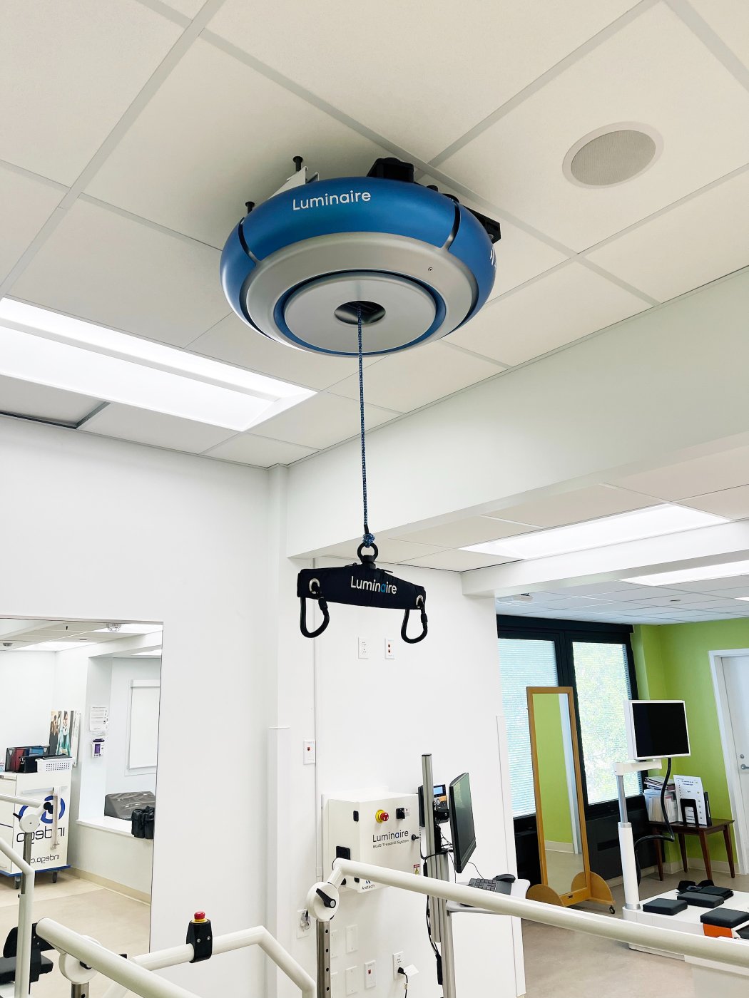 The Luminaire dynamic body-weight support robot mounted overhead