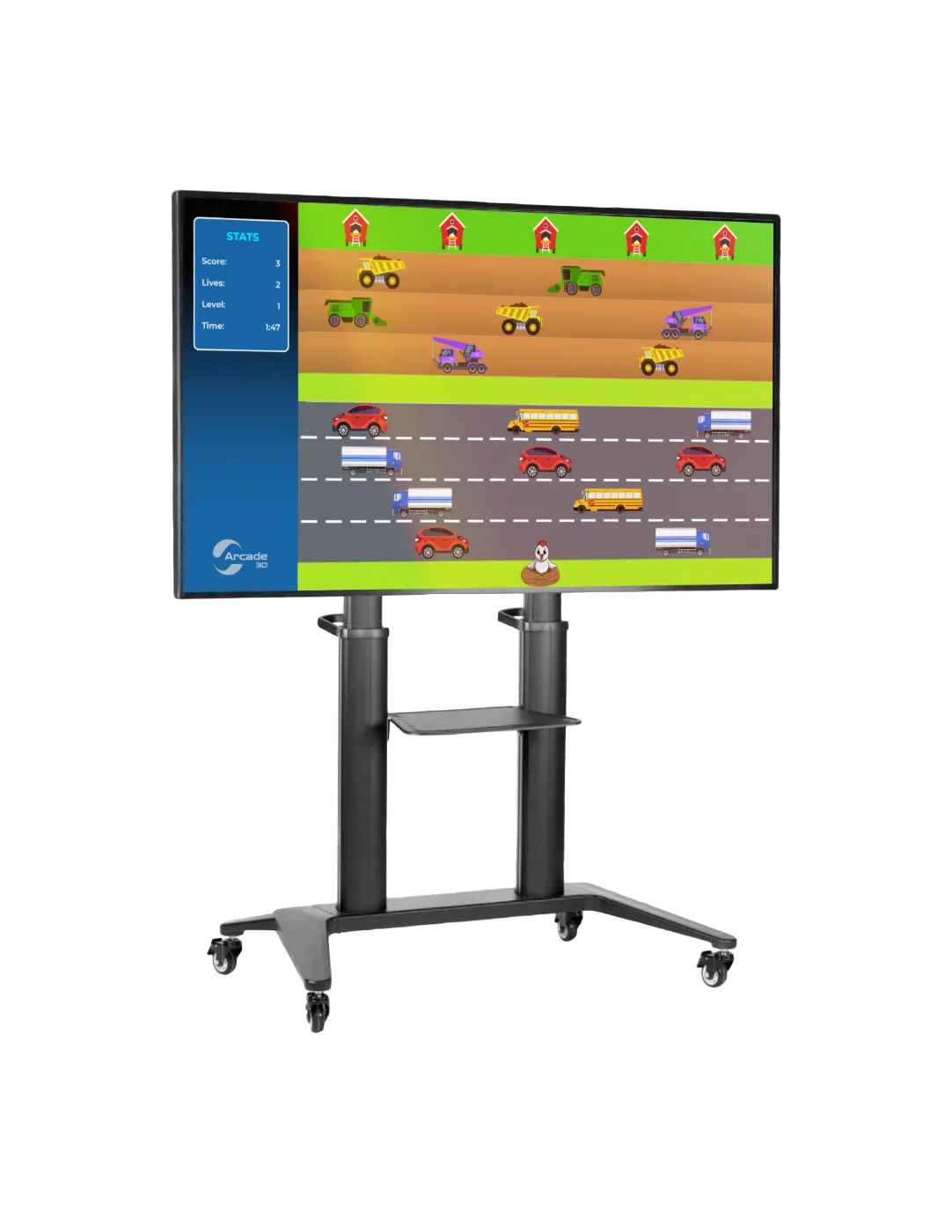 The Arcade 3D interactive game running on a mobile display stand