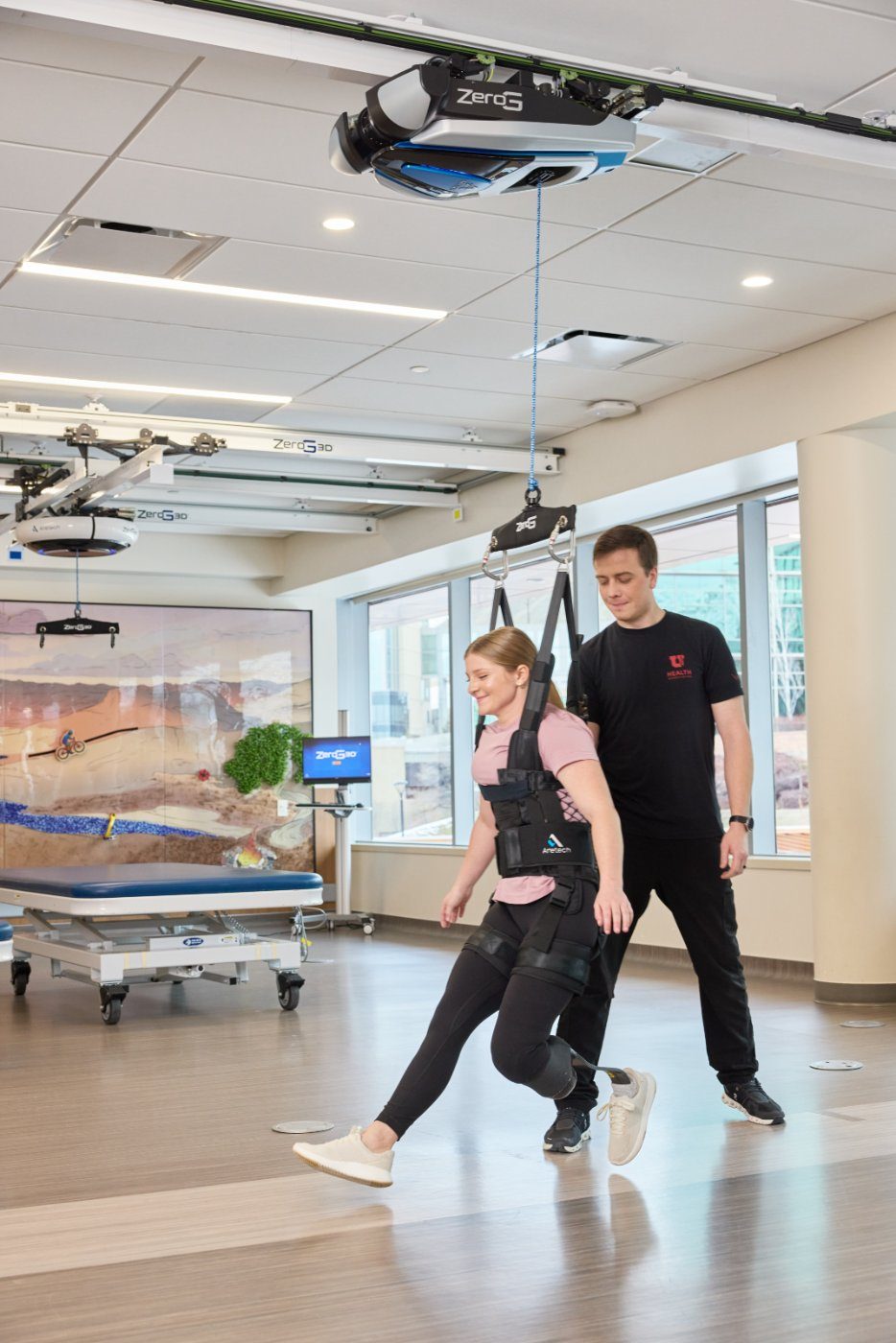 Hands-free fall protection during overground gait training