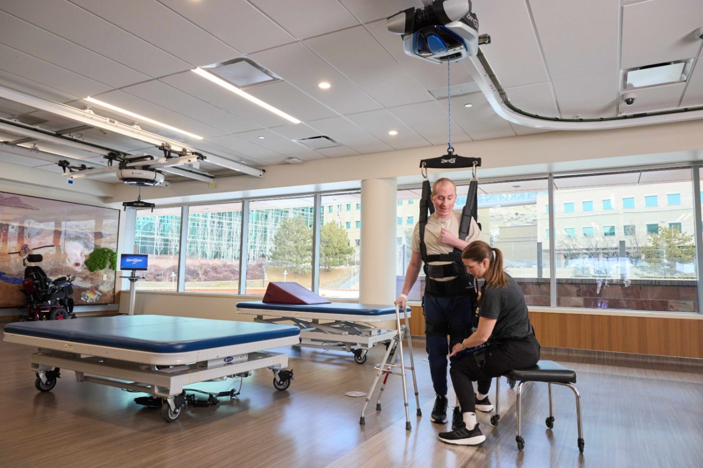 Sit-to-stand and walker training with ZeroG