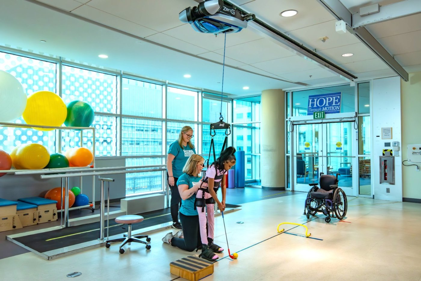 Reaching task during pediatric ZeroG therapy